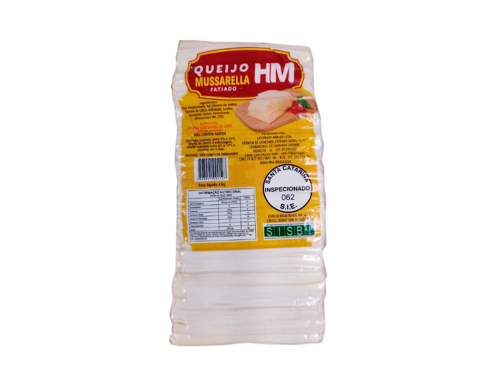 MUÇARELA FATIADA HM 4 KG (CX 6 PCT)